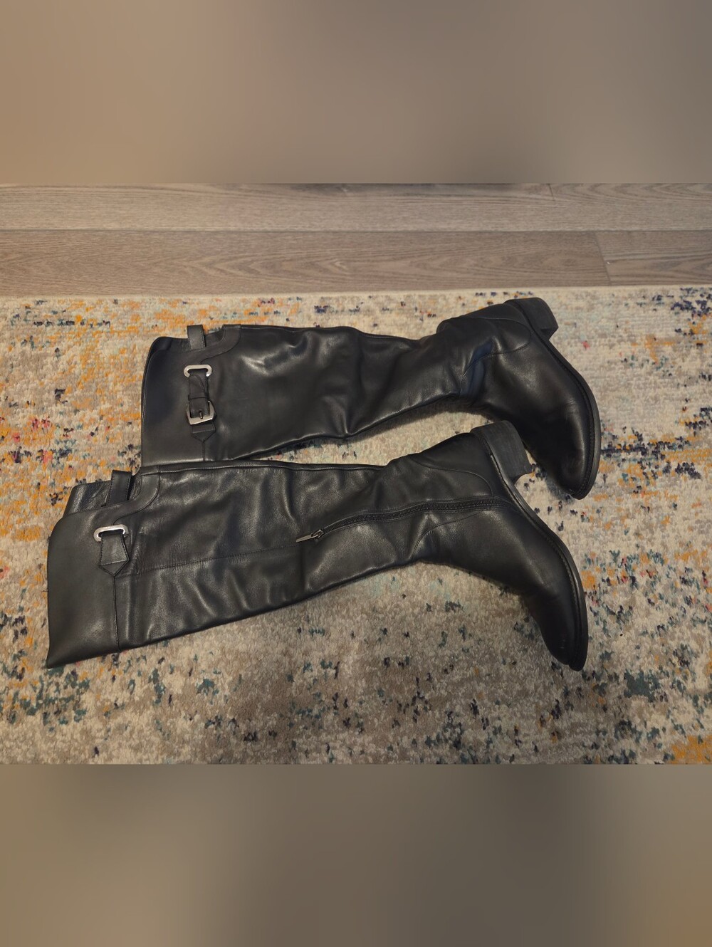 Black Leather Riding Boots - Women
